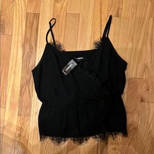 Express Black Lace Trim Cami Top